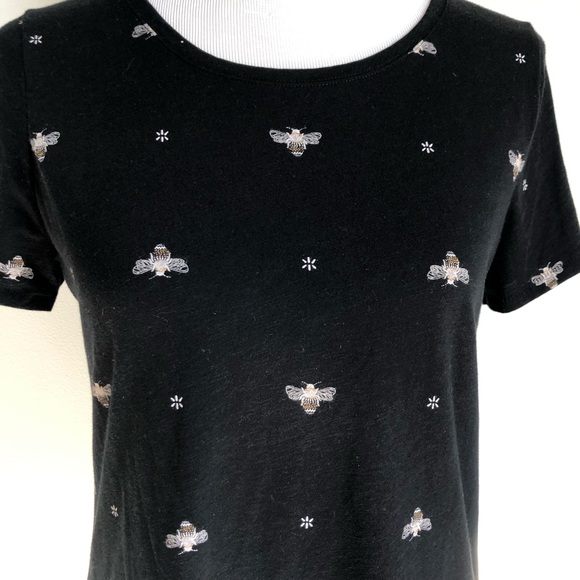 Sonoma Women’s Black Tee Bumble Bee Print Cotton, size Small - Picture 5 of 16
